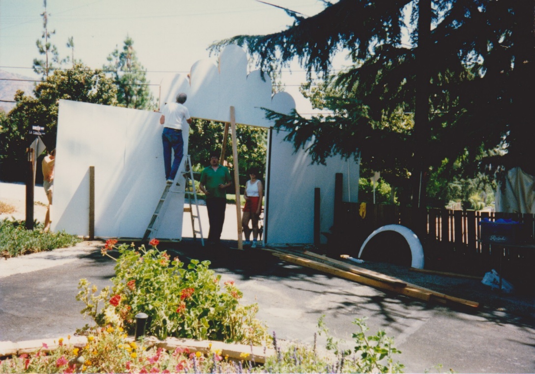 Erecting the entry facade
